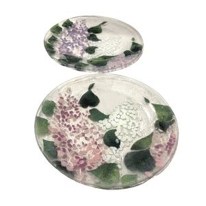 2 St Luke Fused Glass Plates, Handcrafted Art Glass, Lilac, Spring